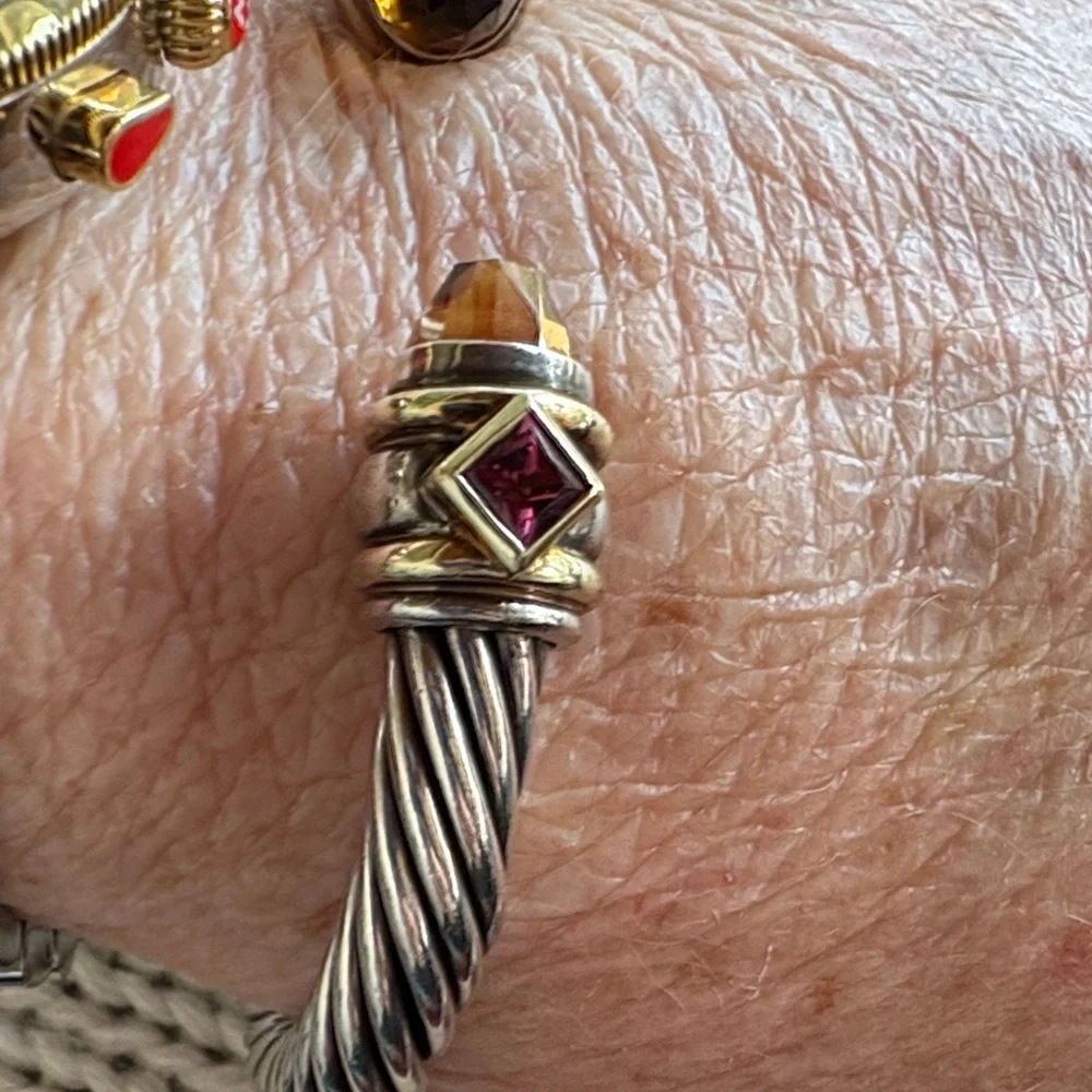 David Yurman Renaissance SS & 14kt Gold Bracelet, Gemstone Accents - Picture 7 of 10